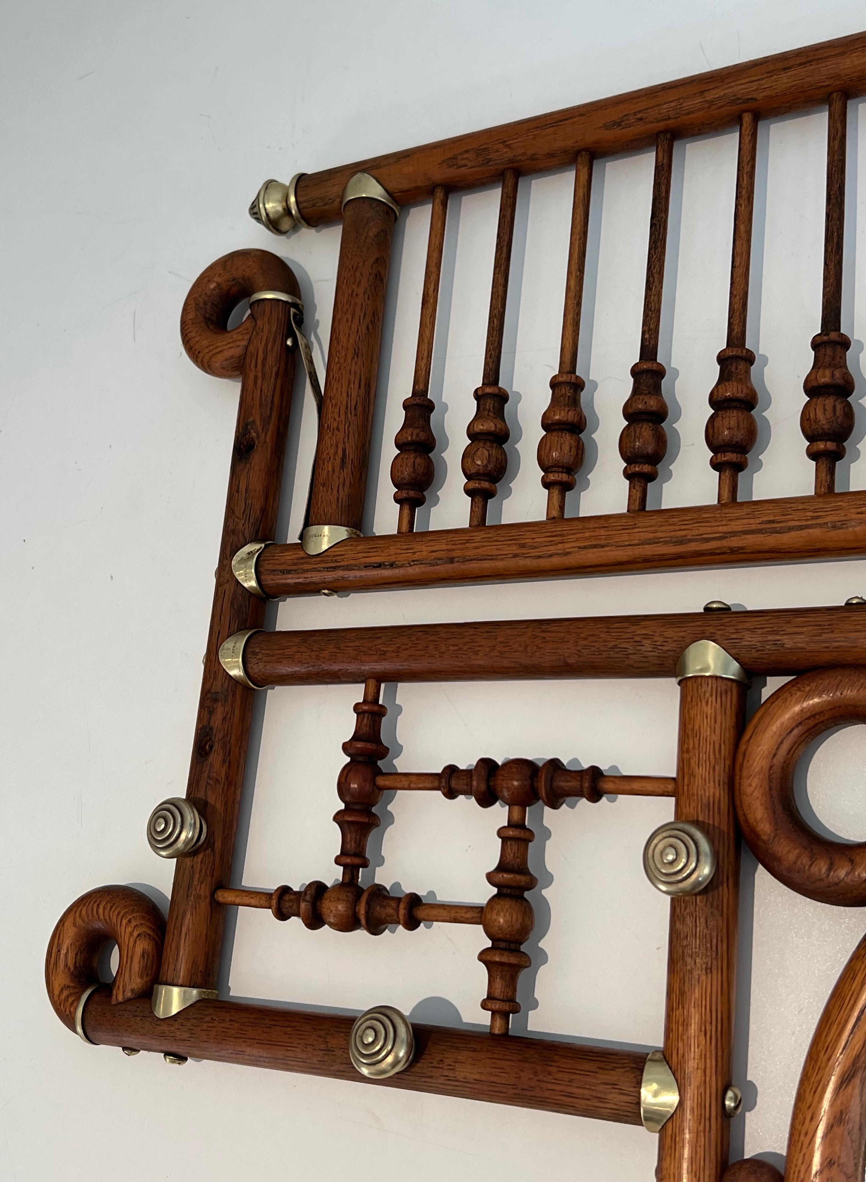 Appendiabiti da parete in legno e ottone curvato in vendita 10