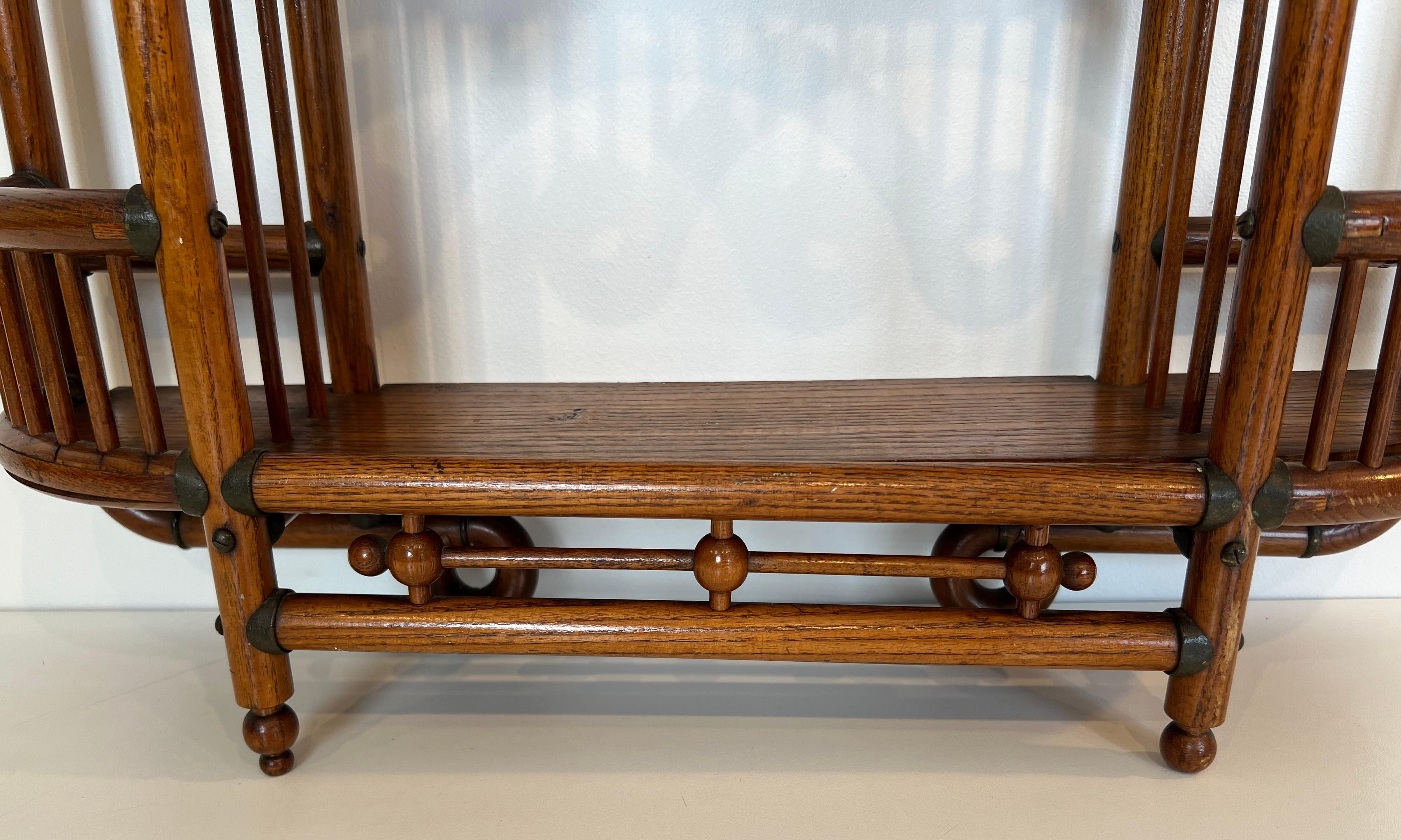 Bent Wood and Brass Wall Shelves Unit. Art & Crafts Austrian work. Circa 1900 For Sale 5