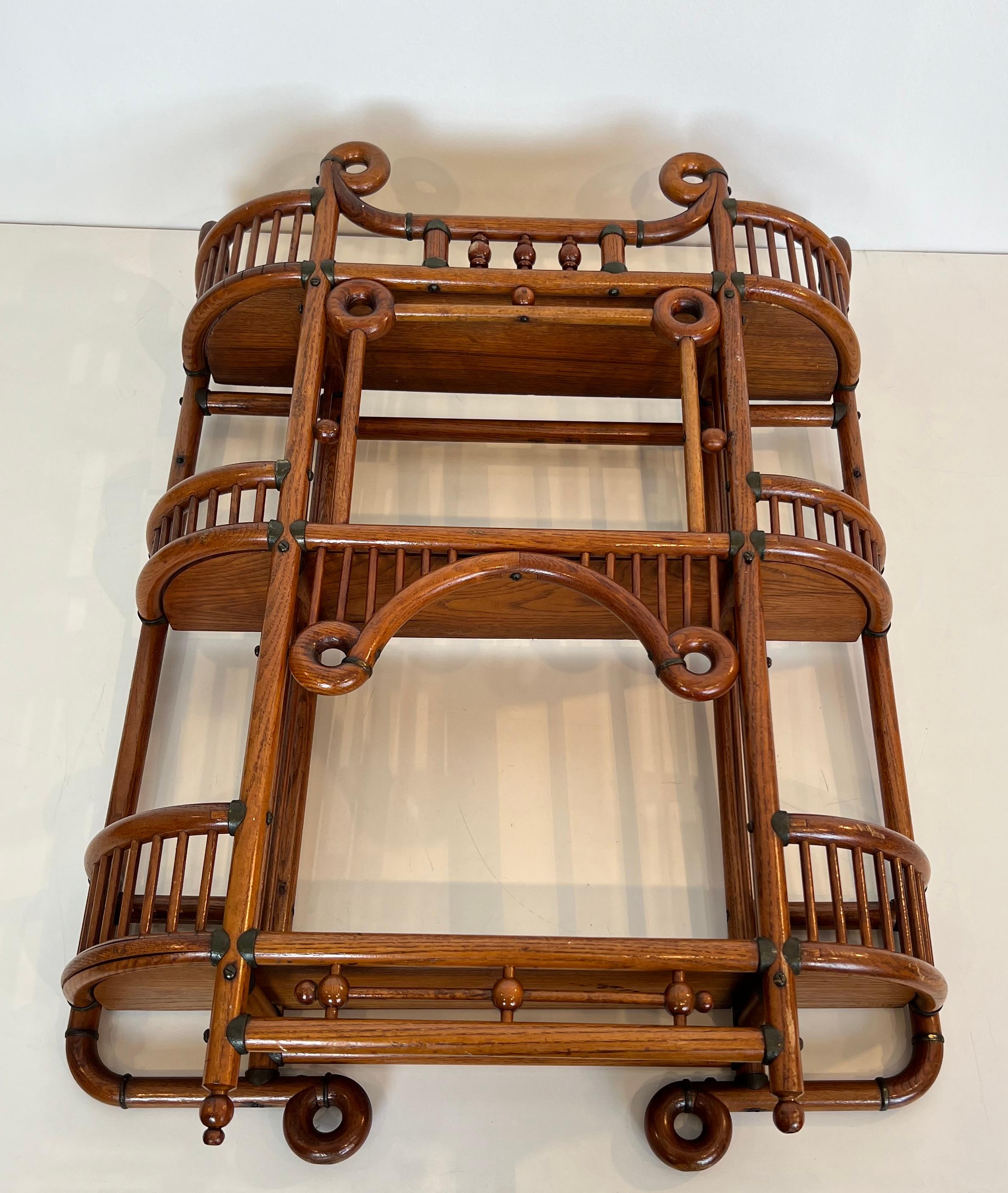 Bent Wood and Brass Wall Shelves Unit. Art & Crafts Austrian work. Circa 1900 For Sale 7