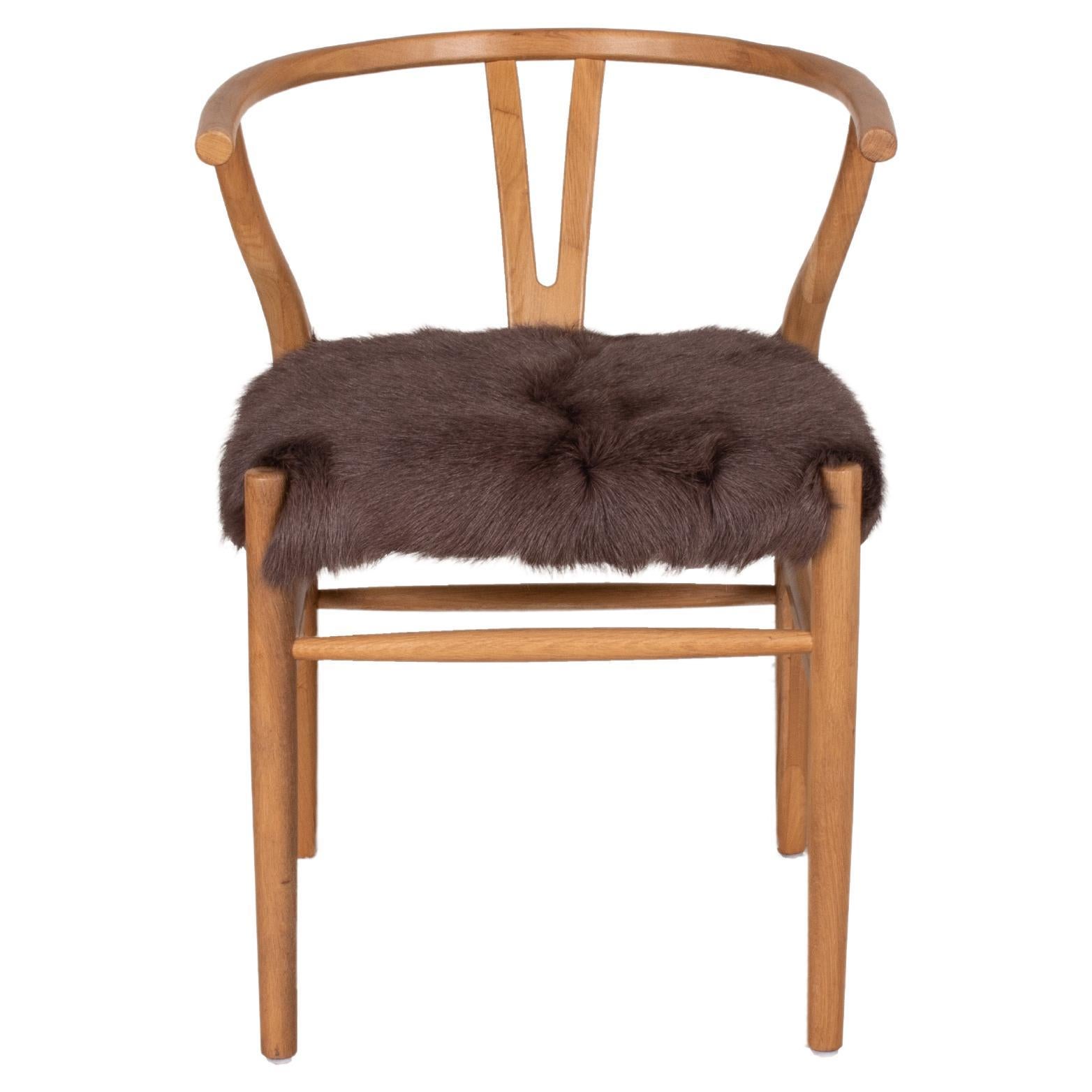 Bent Wood Armchair with Hide Seat For Sale