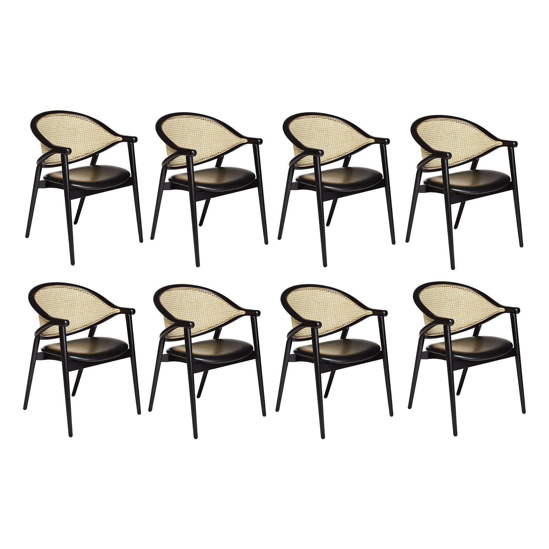 Bent Wood Dining Chair Featuring Woven Cane Backrest