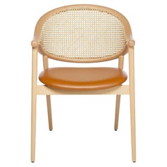Bent Wood Dining Chair Featuring Woven Cane Backrest