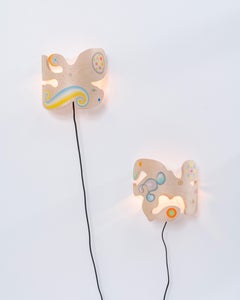Bent Wood Sconce Adorned with Colored Pencil Drawings