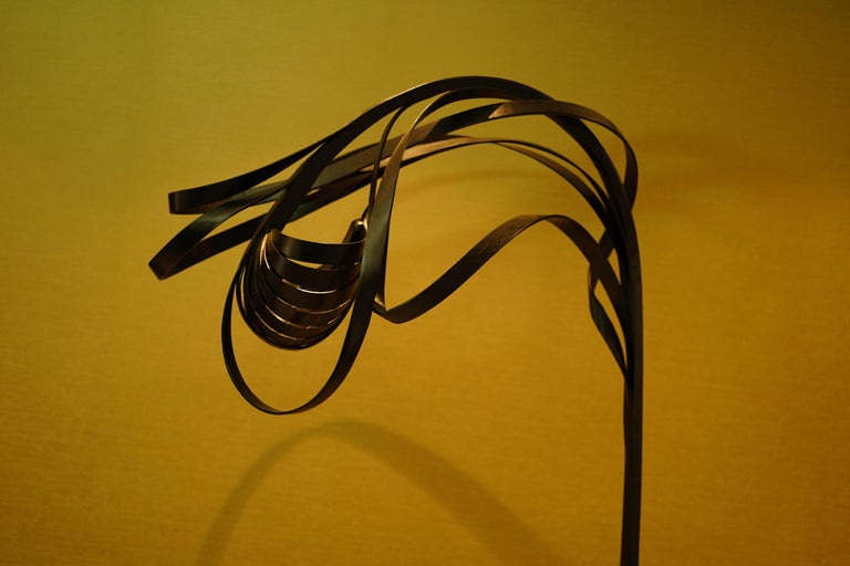 Bent Wood Tall Arc Lamp, Black Finish by Raka Studio For Sale at 1stDibs