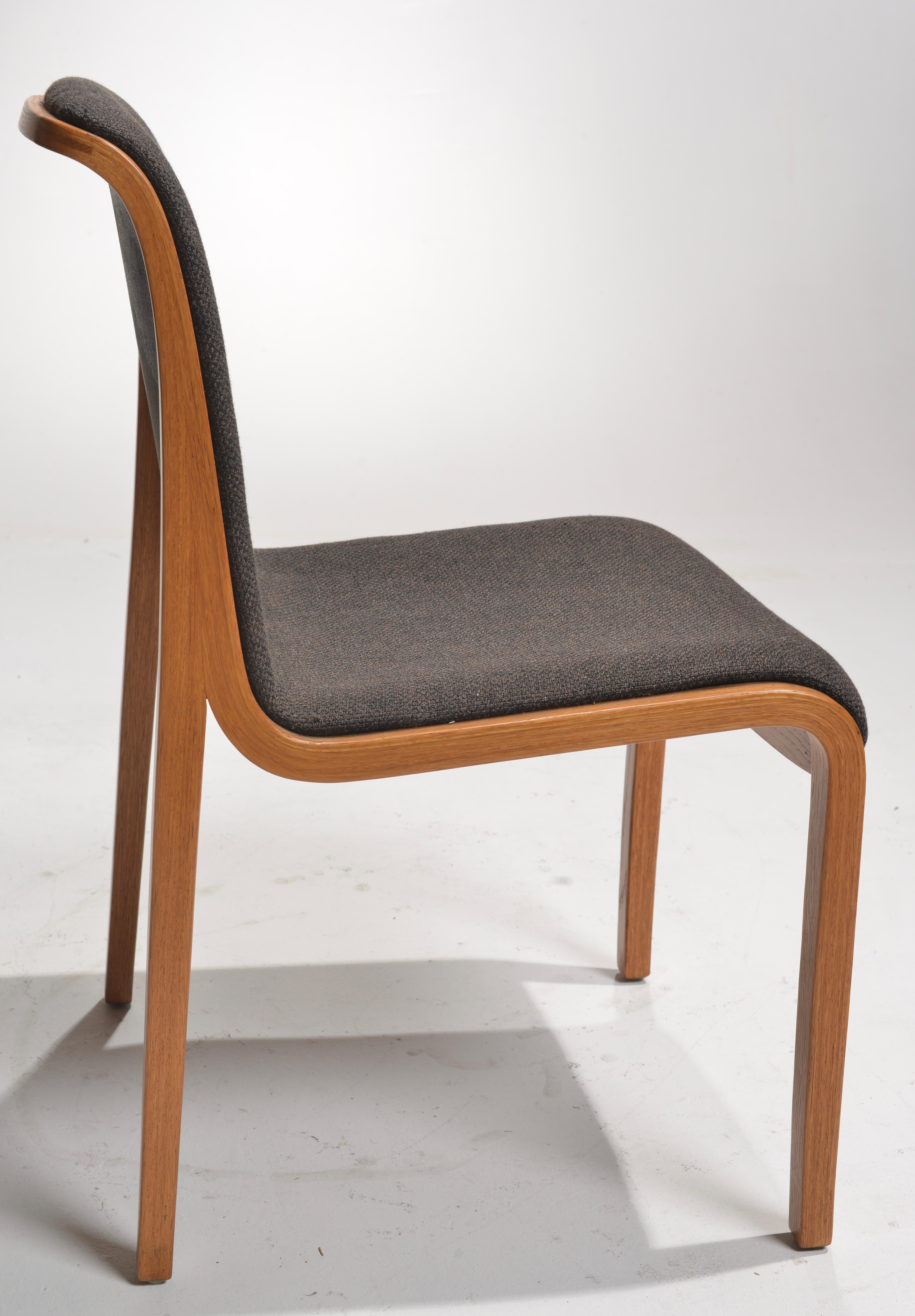 Bent Wood Upholstered Dining Chairs by Bill Stephens for Knoll For Sale 4