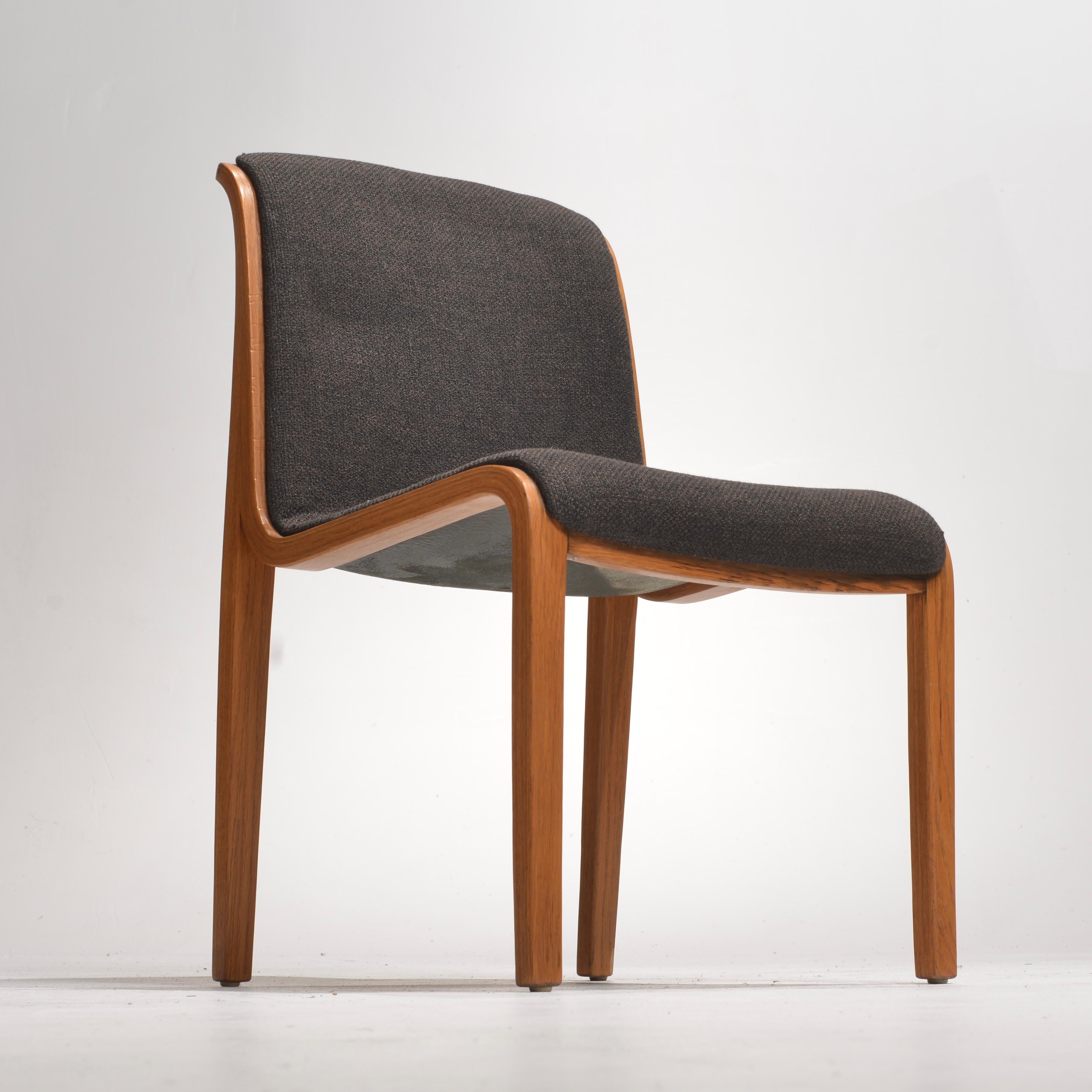 Bent Wood Upholstered Dining Chairs by Bill Stephens for Knoll In Good Condition For Sale In Los Angeles, CA