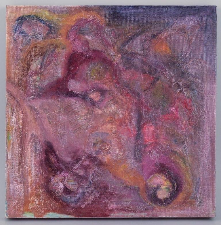 Bente Lausen. Mixed media on canvas. Abstract composition.
2004.
Signed.
In perfect condition.
Dimensions: 40 cm x 40 cm x depth 3.5 cm.