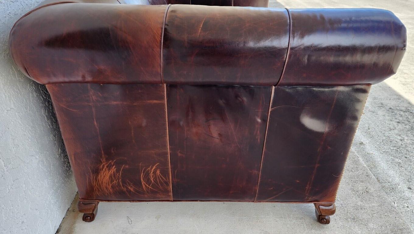 BENTLEY CHURCHILL Leather Sofa  In Good Condition For Sale In Lake Worth, FL