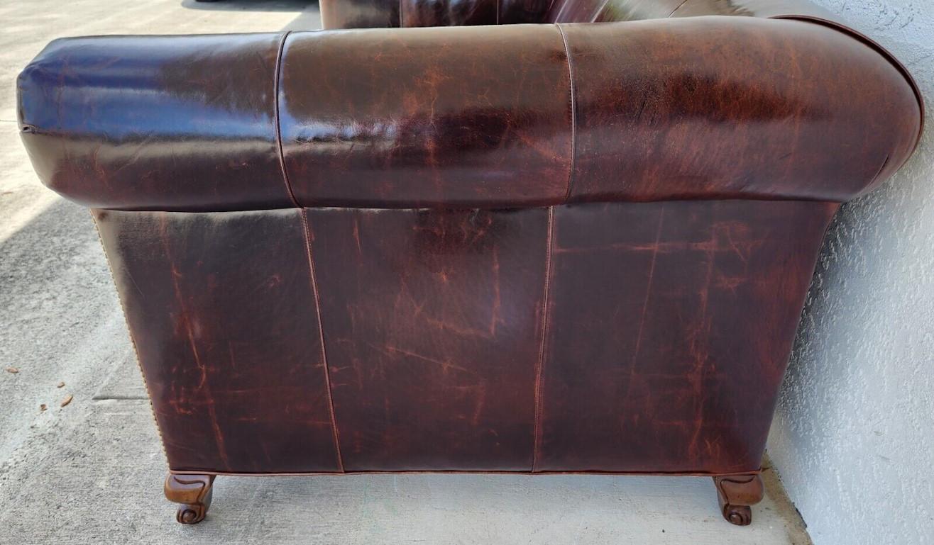 BENTLEY CHURCHILL Leather Sofa  In Good Condition For Sale In Lake Worth, FL