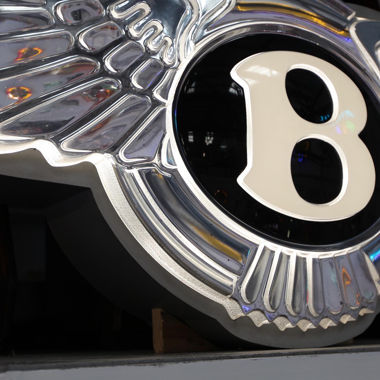 This stunning sign features the iconic Bentley winged motif and was originally created for the Exeter dealership, which was owned by Danny Donovan of Straight Eight. Manufactured in metal and plastic, it is cleverly lit from within so that both the
