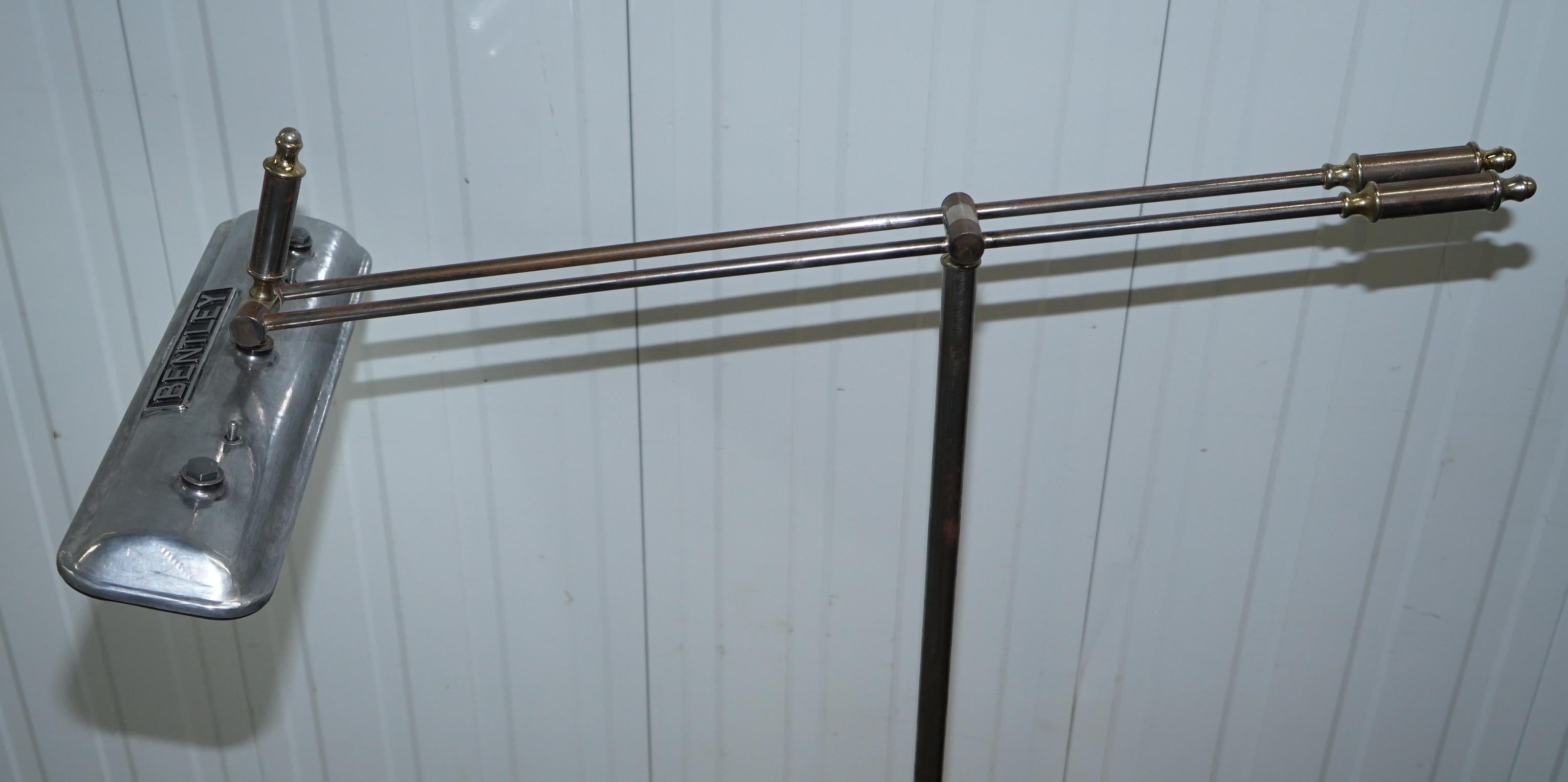 British Bentley Floor Standing Articulated Angle Poise Chrome and Polished Metal Lamp