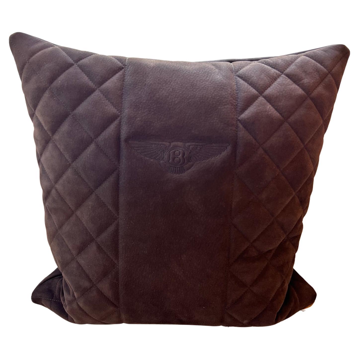 Bentley Home Chocolate brown embroidered cushions pair For Sale