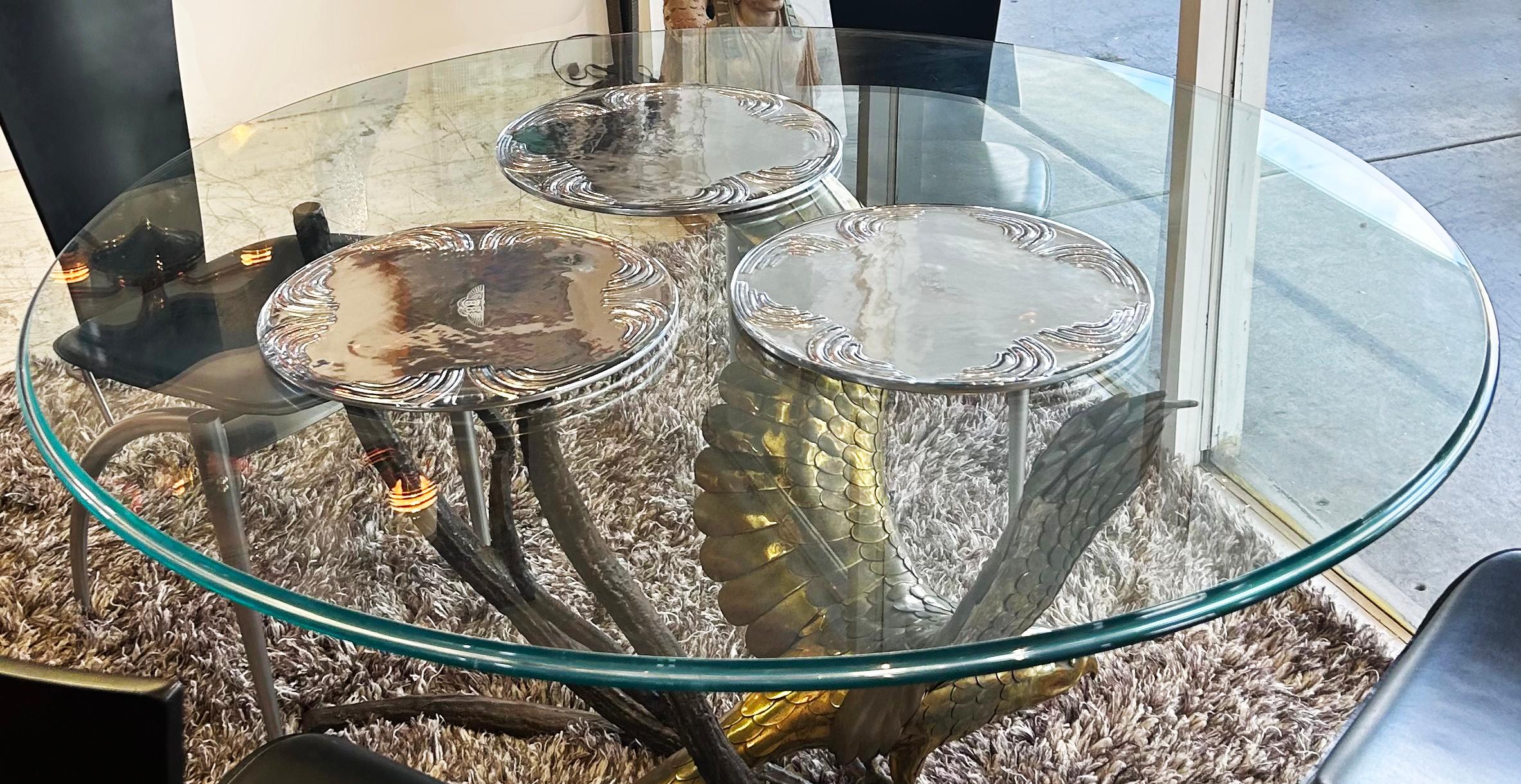 Bentley Home Glass Coated Sterling Silver Chargers/Buffet Plate, Set of Six (6)

Offered for sale is a set of six (6) substantial sterling silver and glass-coated chargers/buffet plates by Bentley Home of England. Each is a beautiful charger for a