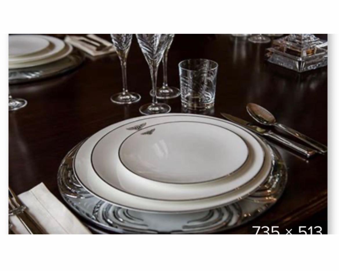 English Bentley Home Glass Coated Sterling Silver Chargers/Buffet Plate, Set of Six (6)
