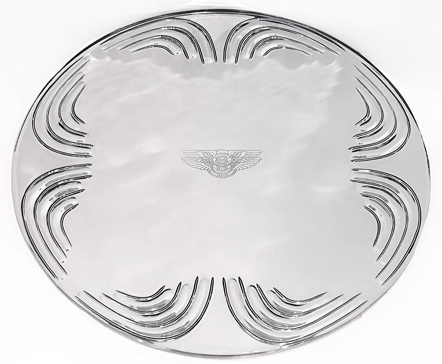 Bentley Home Glass Coated Sterling Silver Chargers/Buffet Plate, Set of Six (6) In Excellent Condition In Miami, FL