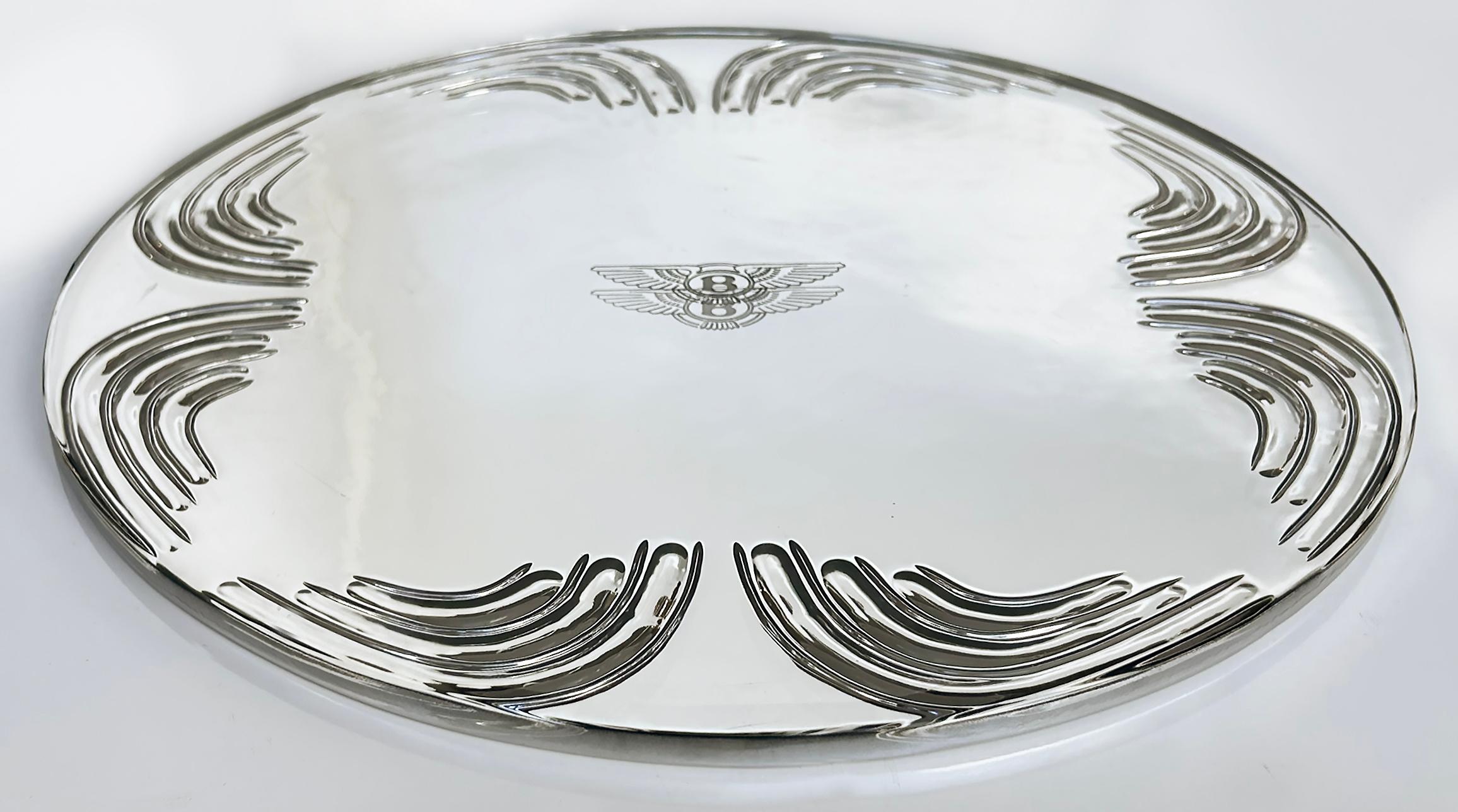 Contemporary Bentley Home Glass Coated Sterling Silver Chargers/Buffet Plate, Set of Six (6) For Sale