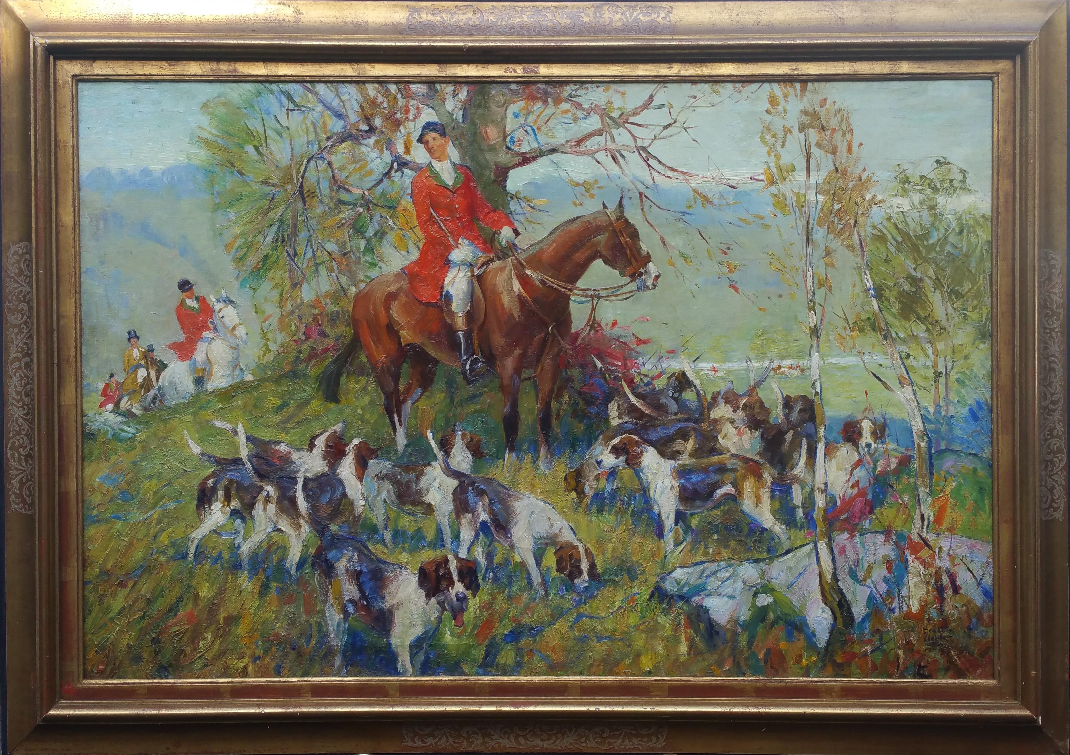 Benton Clark Landscape Painting - "Fox Hunting"