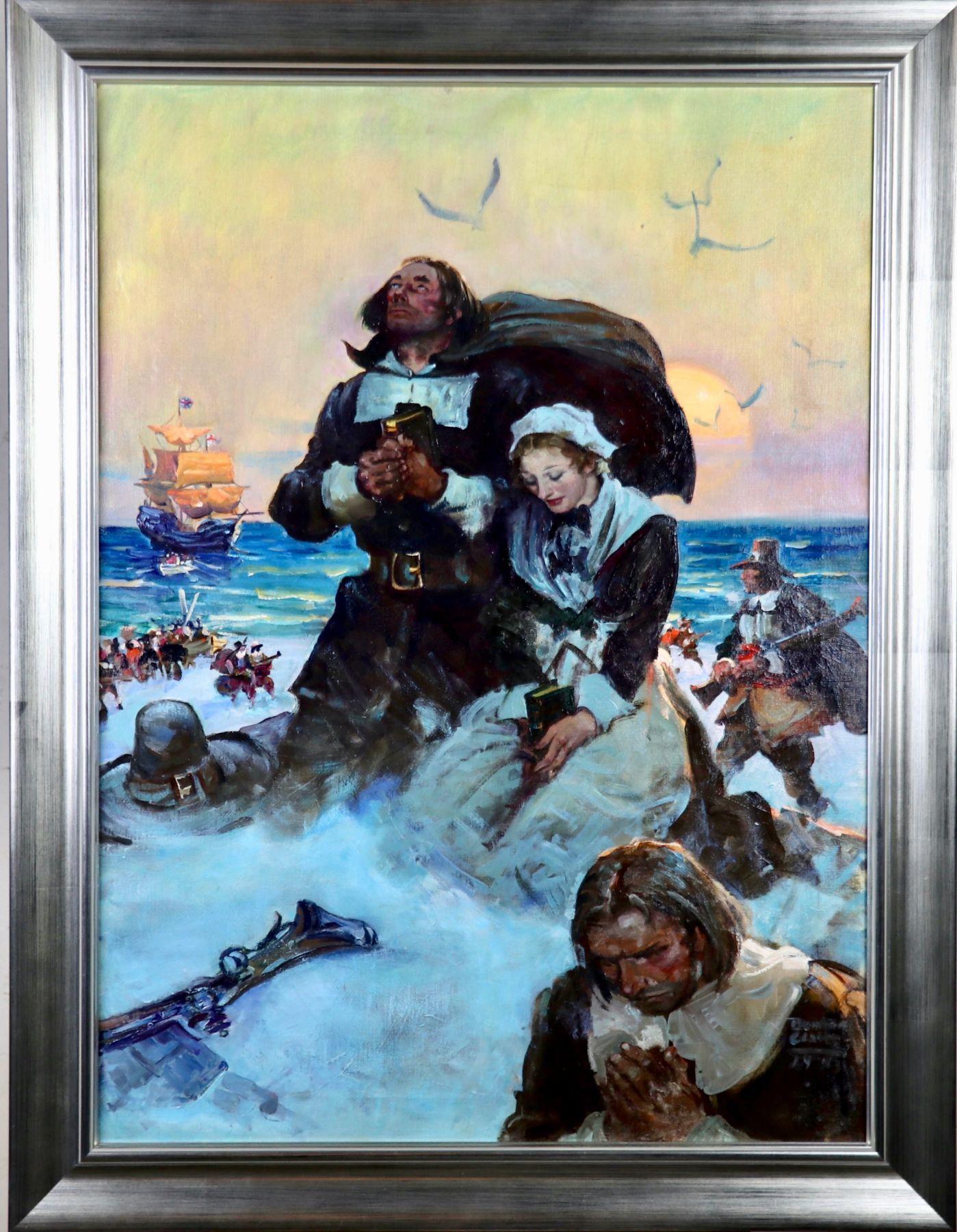 Giving Thanks for Arriving in America - Painting by Benton Henderson Clark