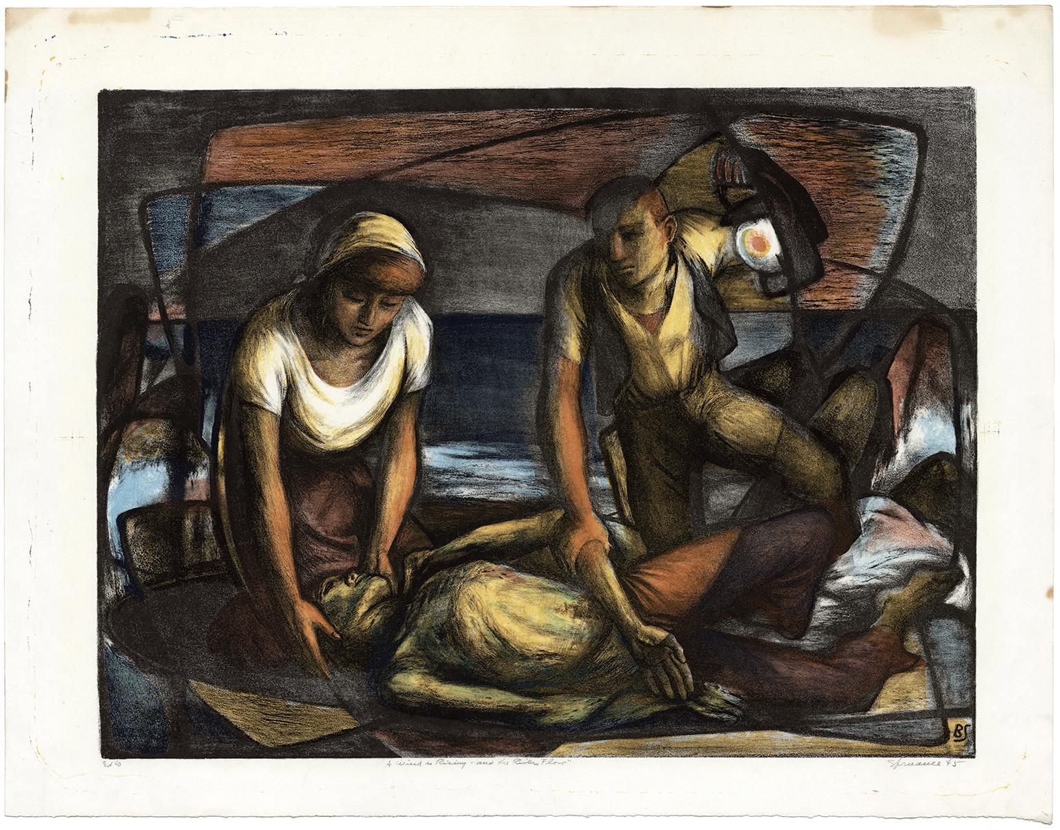 'A Wind Is Rising and the Rivers Flow'  — Mid-Century American Modernism - Print by Benton Murdoch Spruance