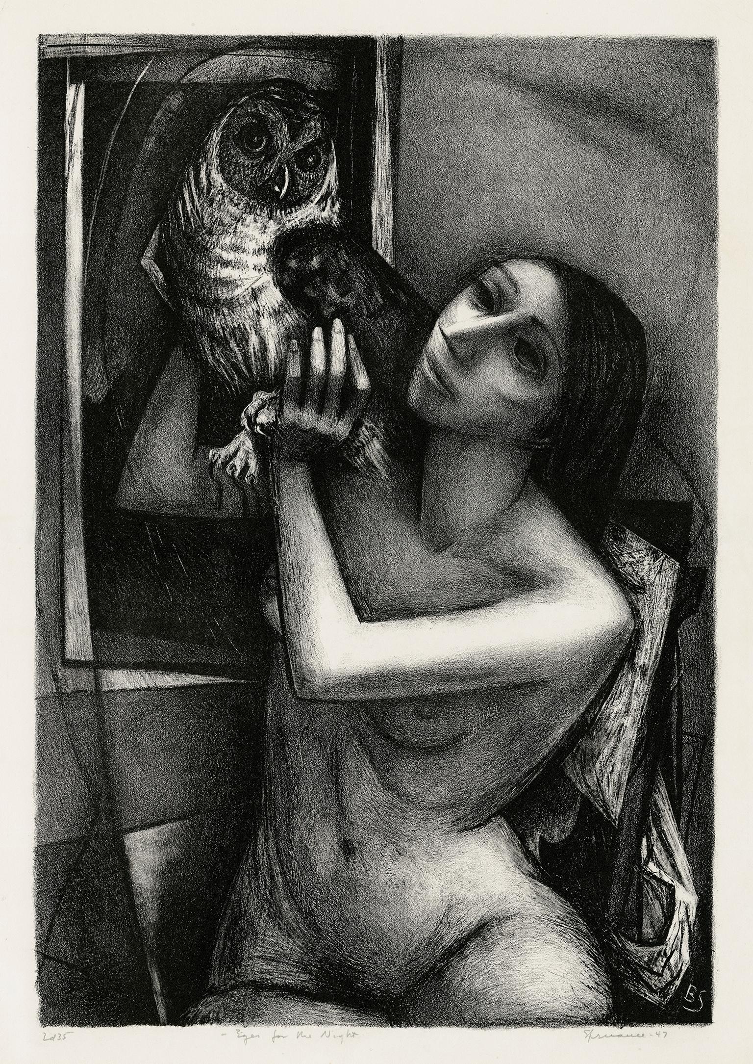 Benton Murdoch Spruance Figurative Print - 'Eyes for the Night' — Mid-century Modernism