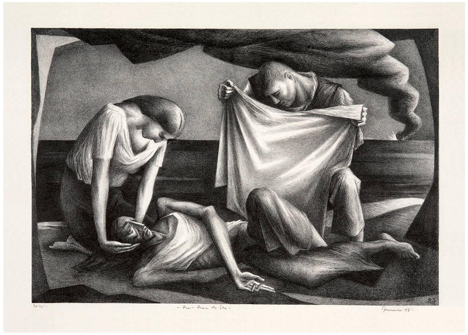 Figurative Print de Benton Murdoch Spruance - Desde el mar (Desde el mar-Pieta)