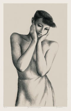 Vintage 'Girl with Hands to Face' — Mid-century Modernism