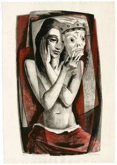 'Girl with Mask'  — Mid-century Modernism