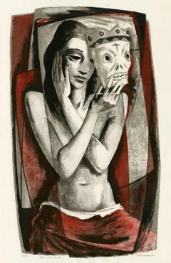 'Girl with Mask'  — Mid-century Modernism