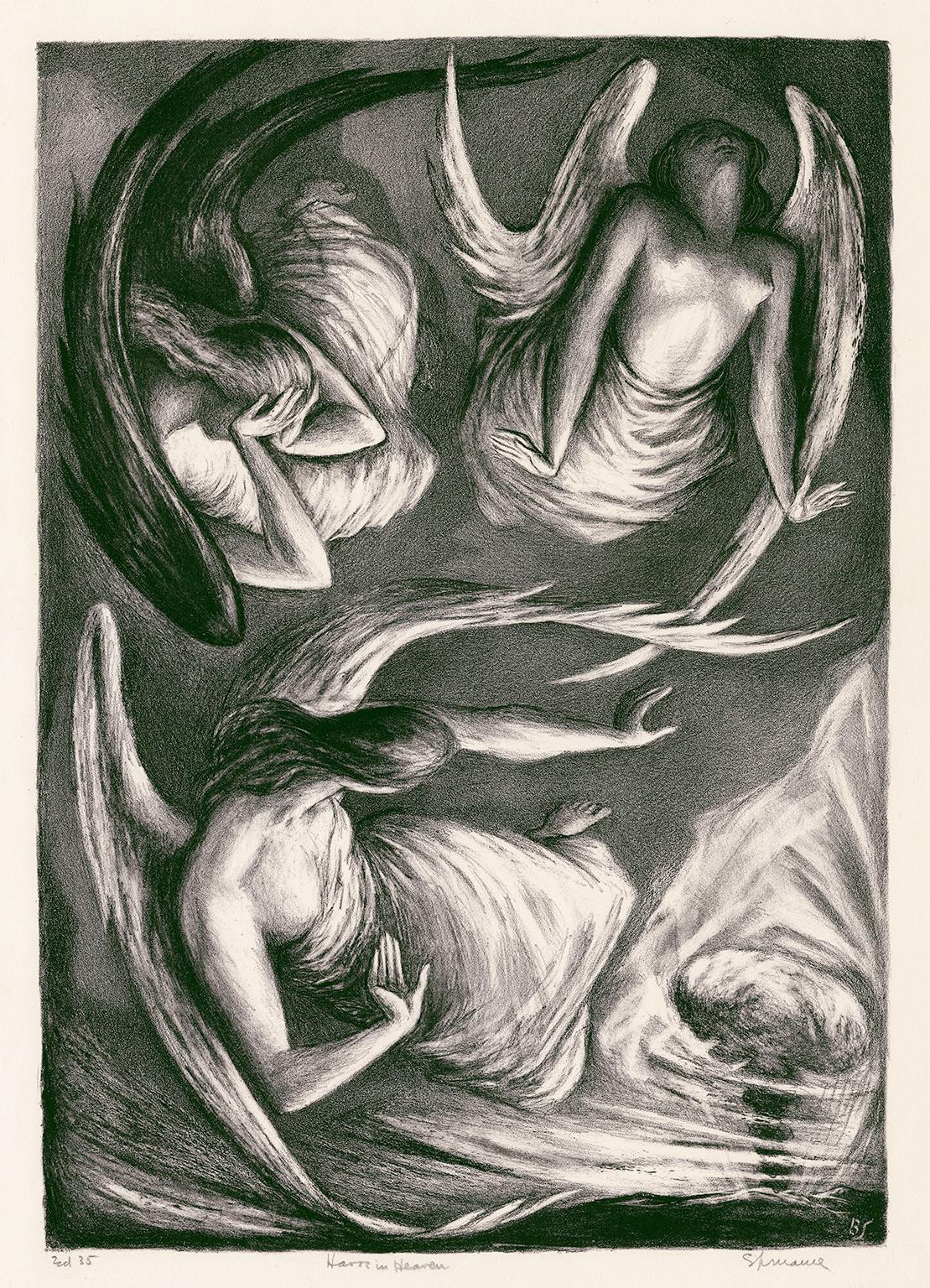Benton Murdoch Spruance Figurative Print – Havoc in Heaven" - Modernität der Jahrhundertmitte