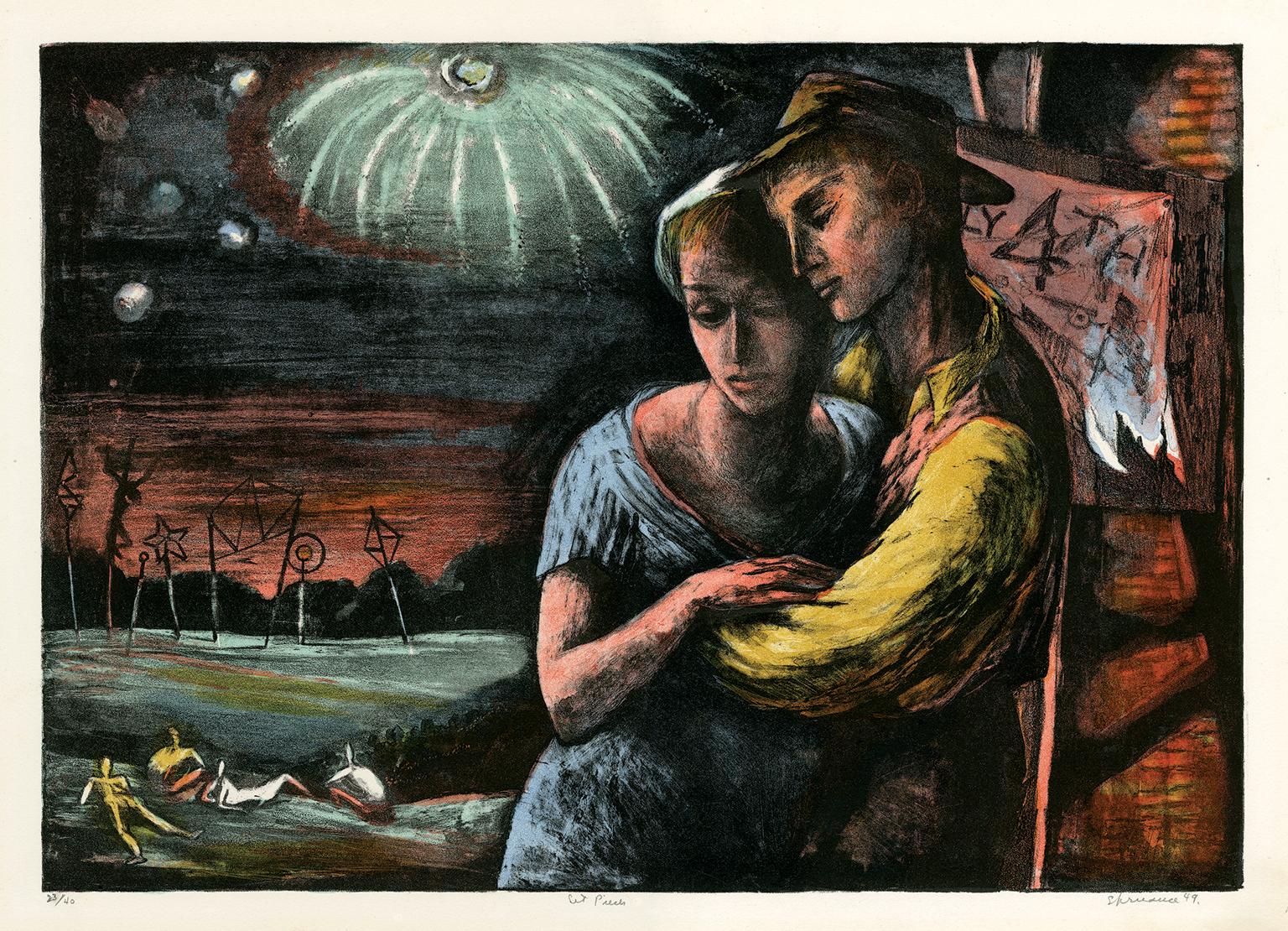 Figurative Print de Benton Murdoch Spruance - Piezas del decorado: La vanidad de la confianza