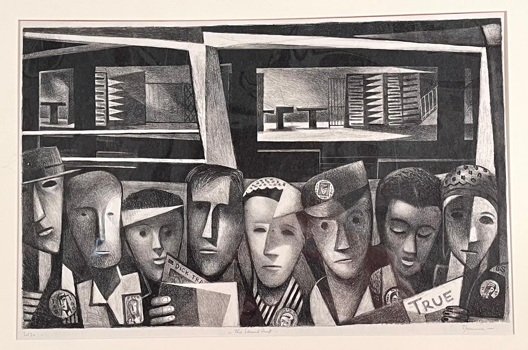 Benton Murdoch Spruance Figurative Print - SUBWAY SHIFT - THE SECOND FRONT