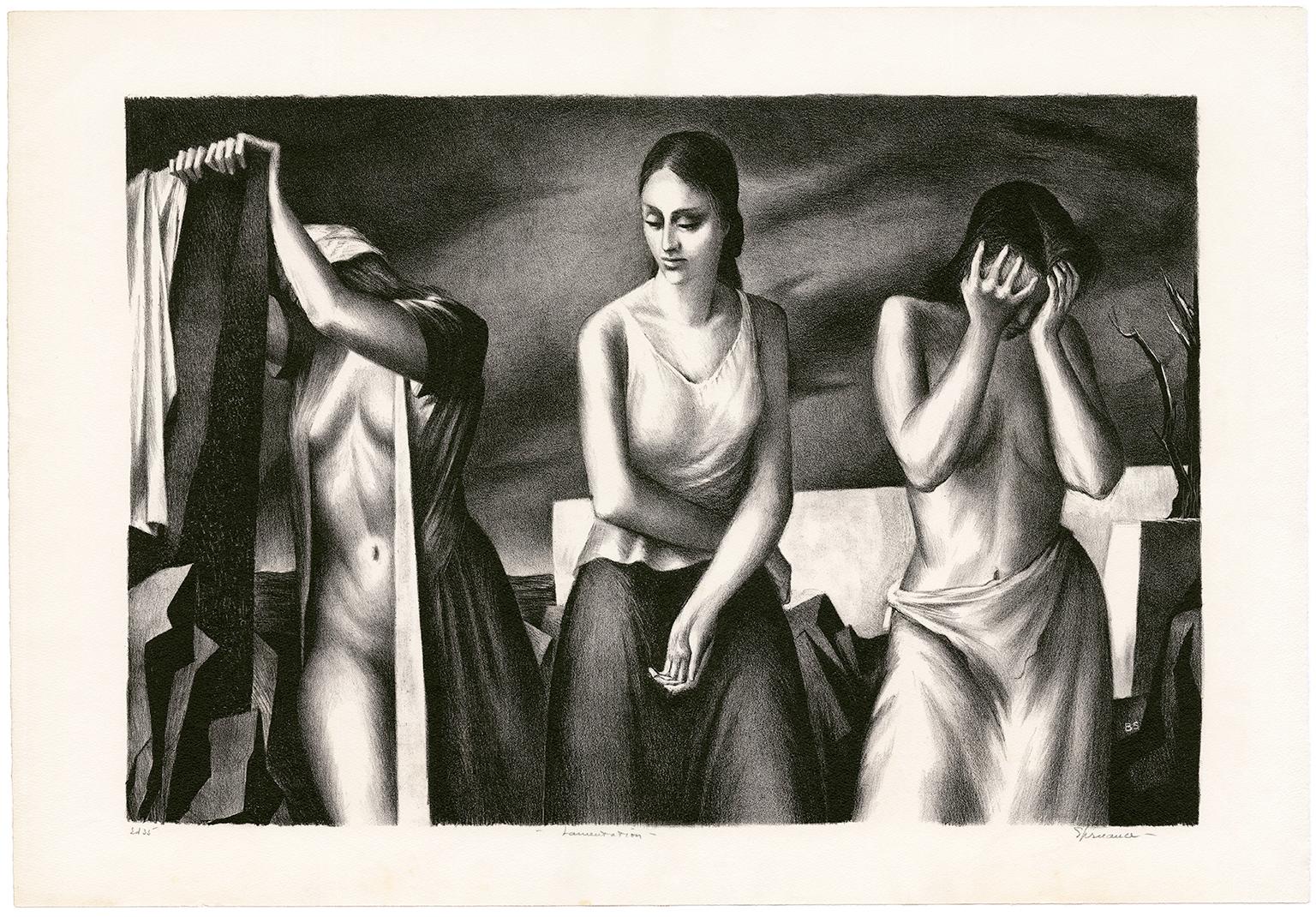 'The Lamentation'  — Mid-century Modernism, WWII - Print by Benton Murdoch Spruance