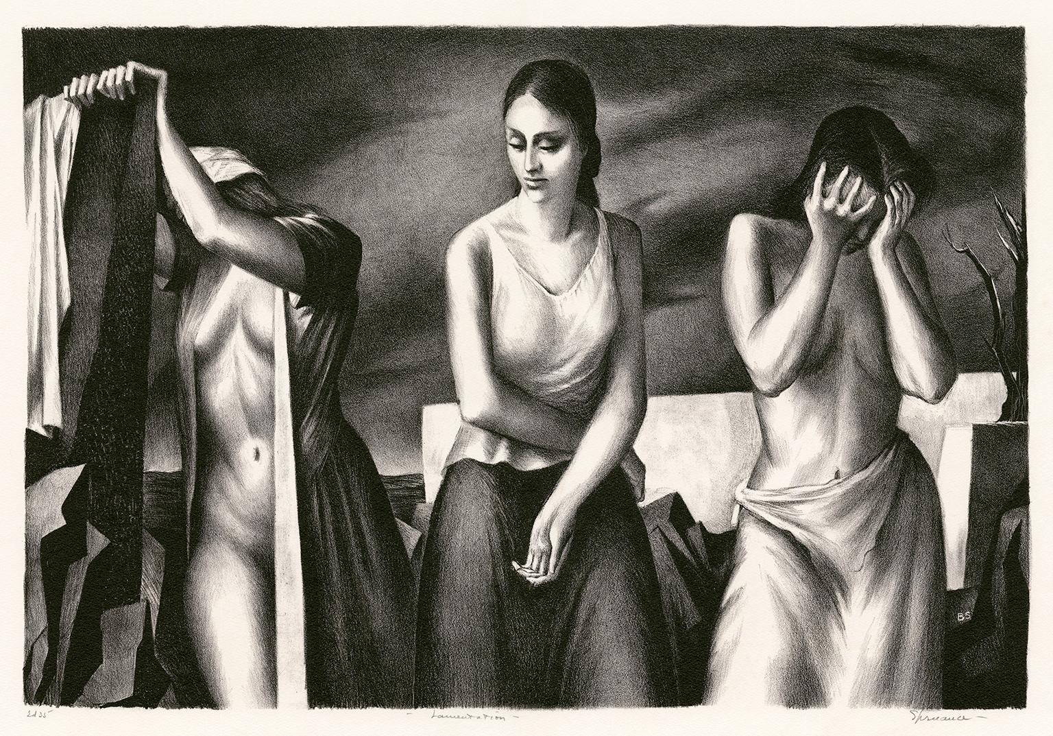 Benton Murdoch Spruance Figurative Print - 'The Lamentation'  — Mid-century Modernism, WWII