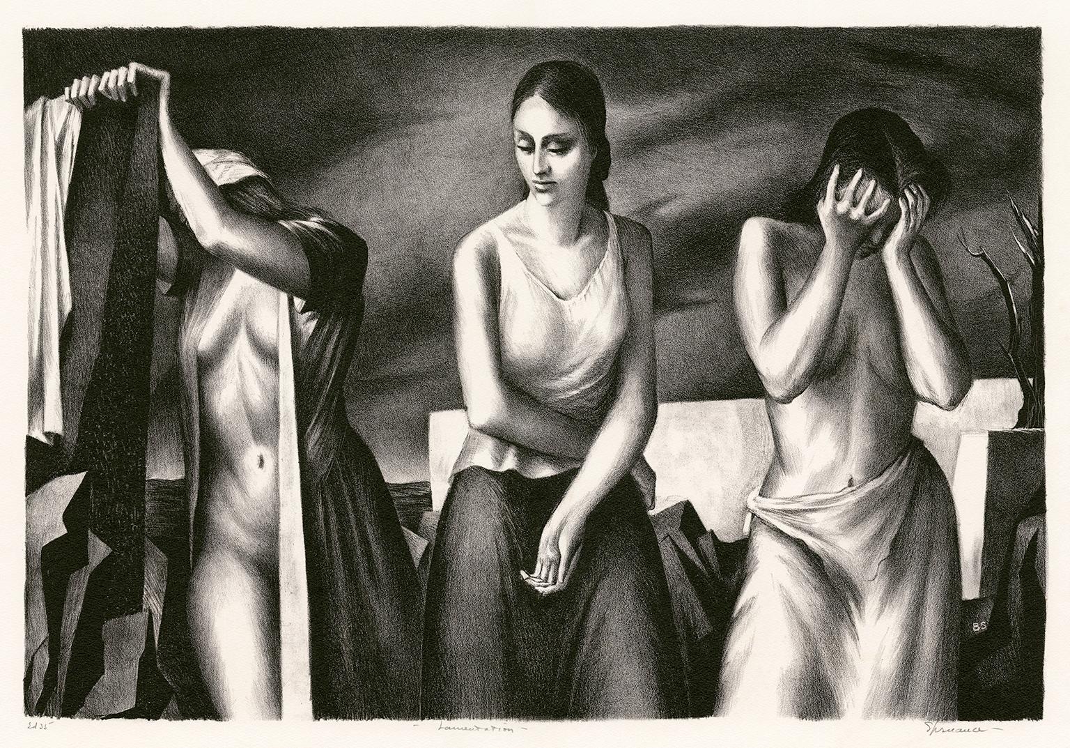 Benton Murdoch Spruance Figurative Print – Das Klagelied  - Modernismus der Jahrhundertmitte