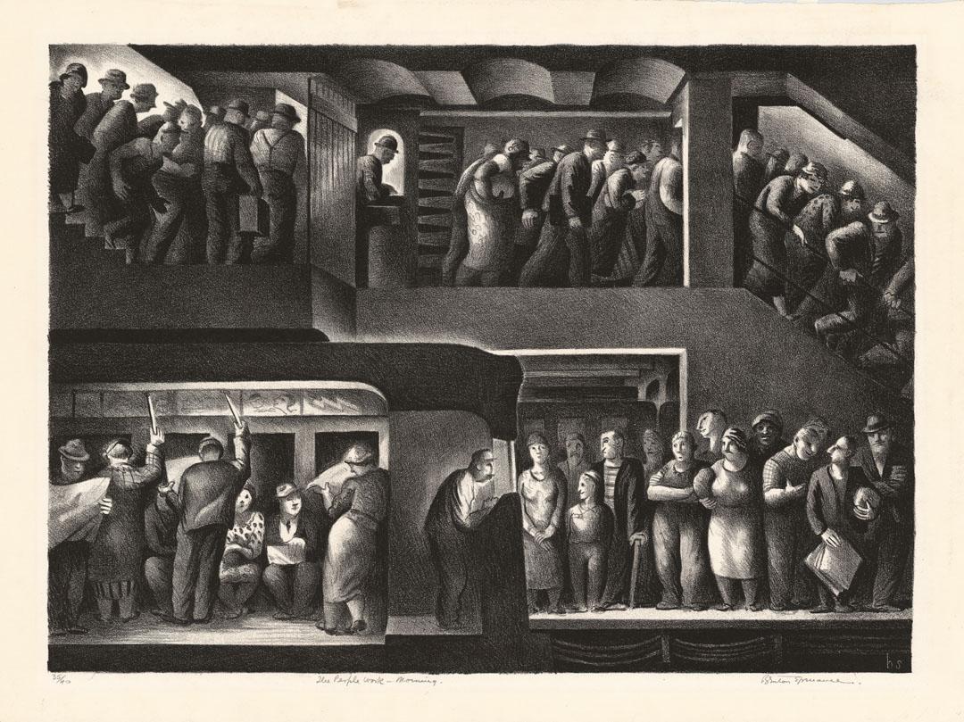The People Work, Morning - Noon - Evening - Night. [set of four]. - Print by Benton Murdoch Spruance