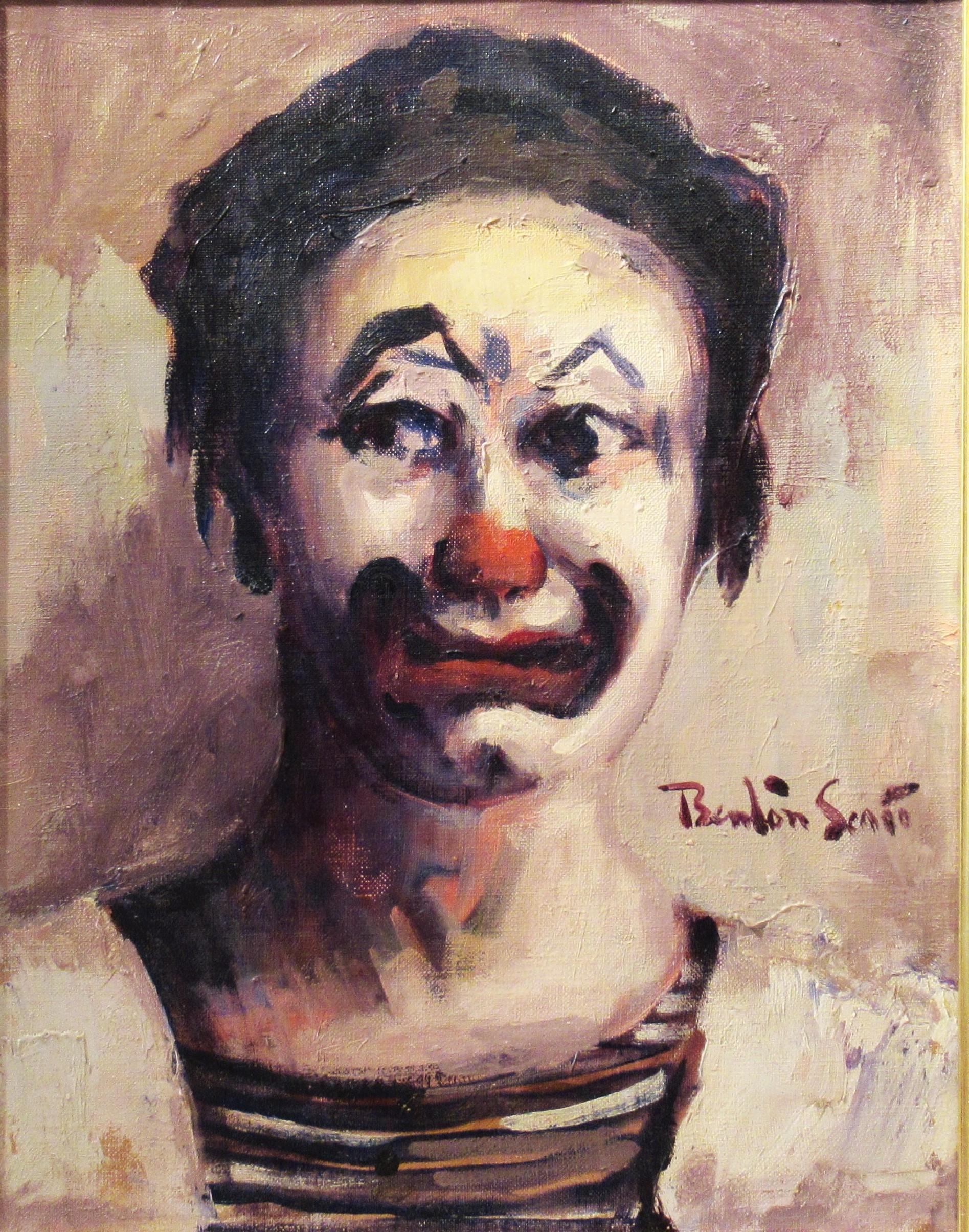 Clown, Medrano Circus, France - Painting by Benton Scott