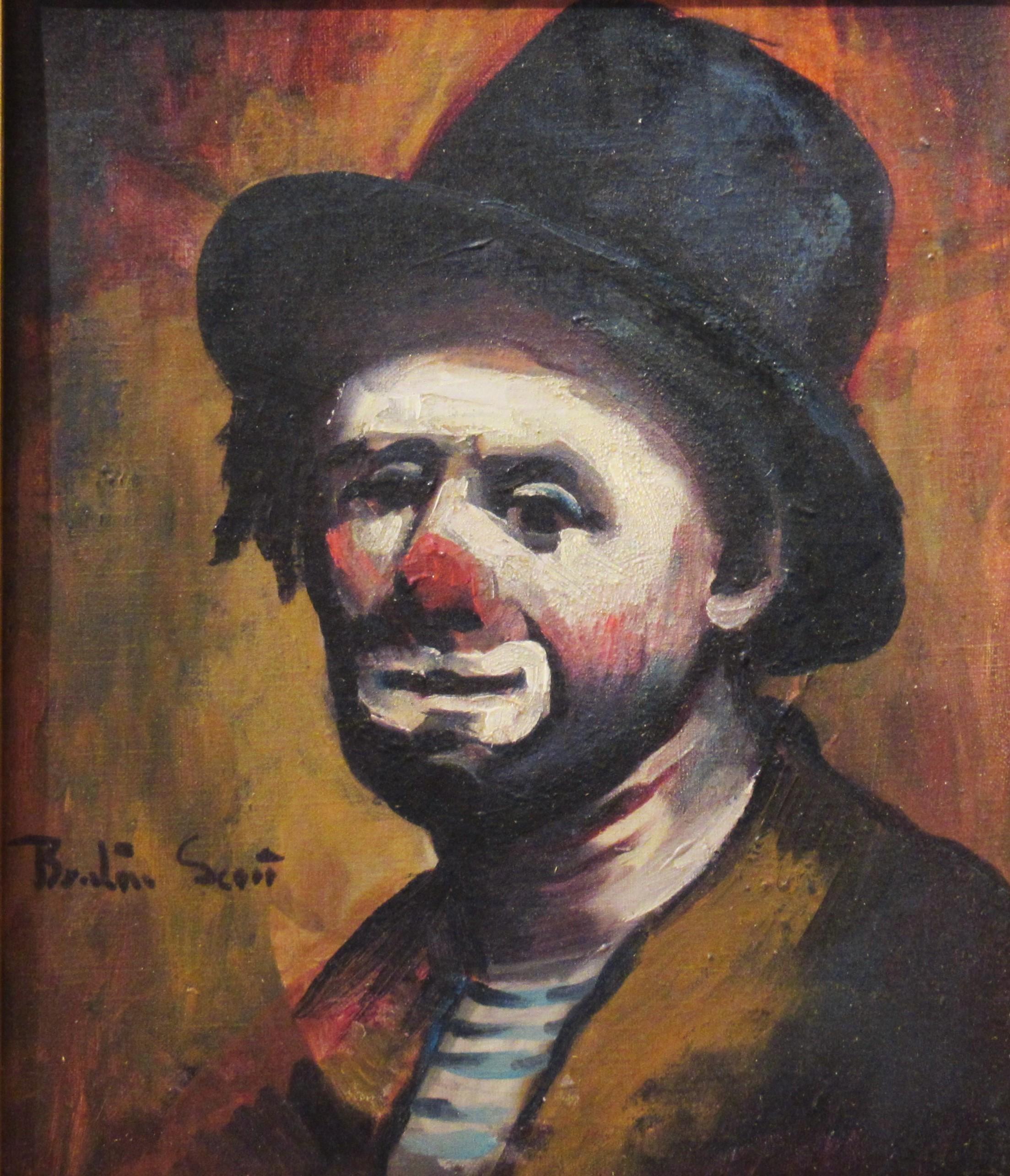 Clown, Medrano Circus, France - Painting by Benton Scott