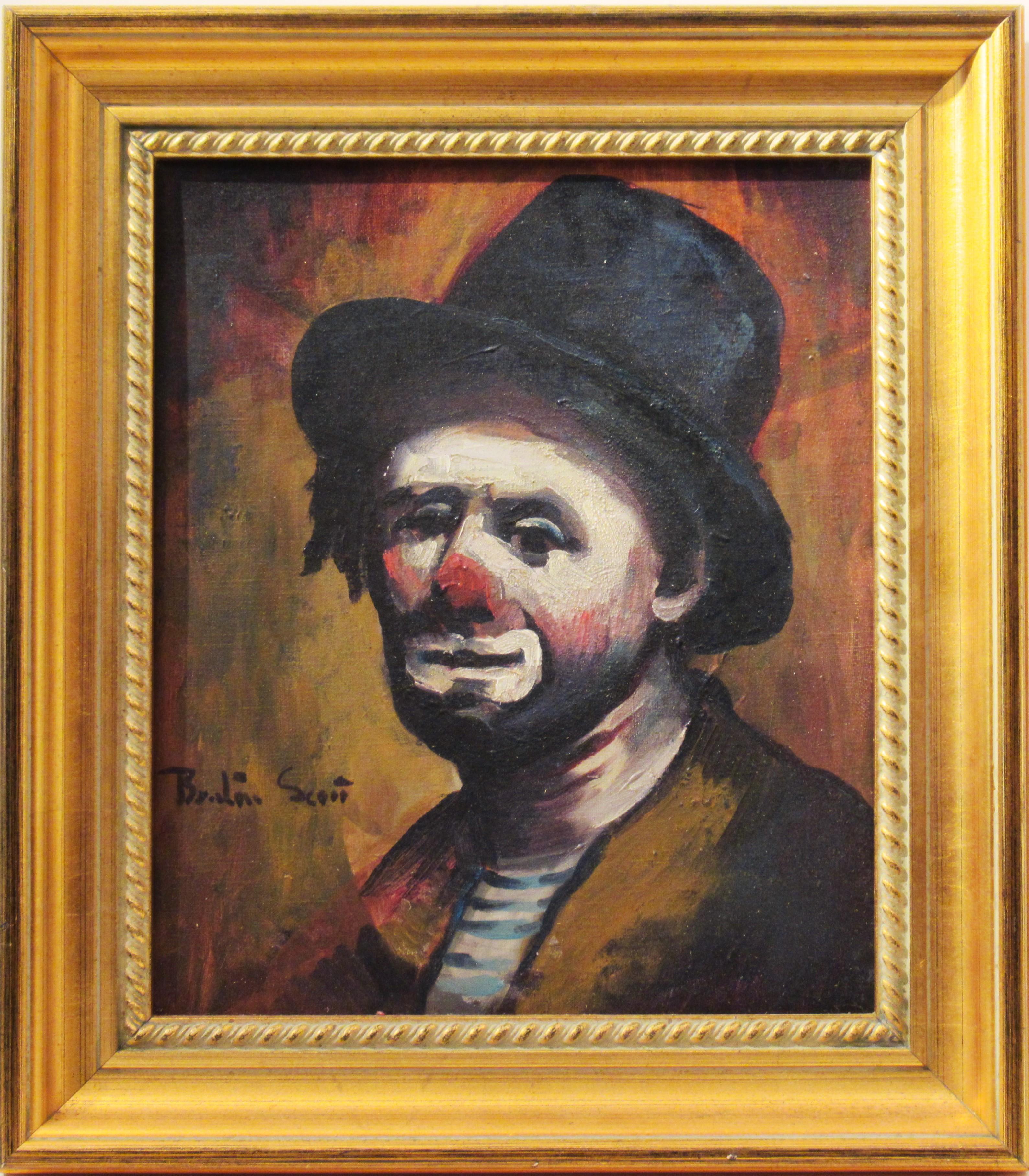 Figurative Painting Benton Scott - Clown du cirque de Medrano, France