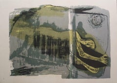 1968 Benton Spruance 'Epilogue' Modernism Gray,Yellow Lithograph