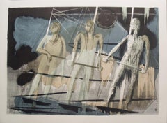 1968 Benton Spruance 'The Albatross' Modernism Blue,Brown,Gray Lithograph
