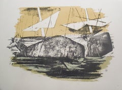 1968 Benton Spruance 'The Rose-Bud' Modernism Gray Lithograph