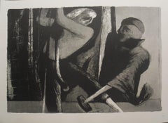 1968 Benton Spruance 'The Samuel Enderby' Modernism Black & White Lithograph