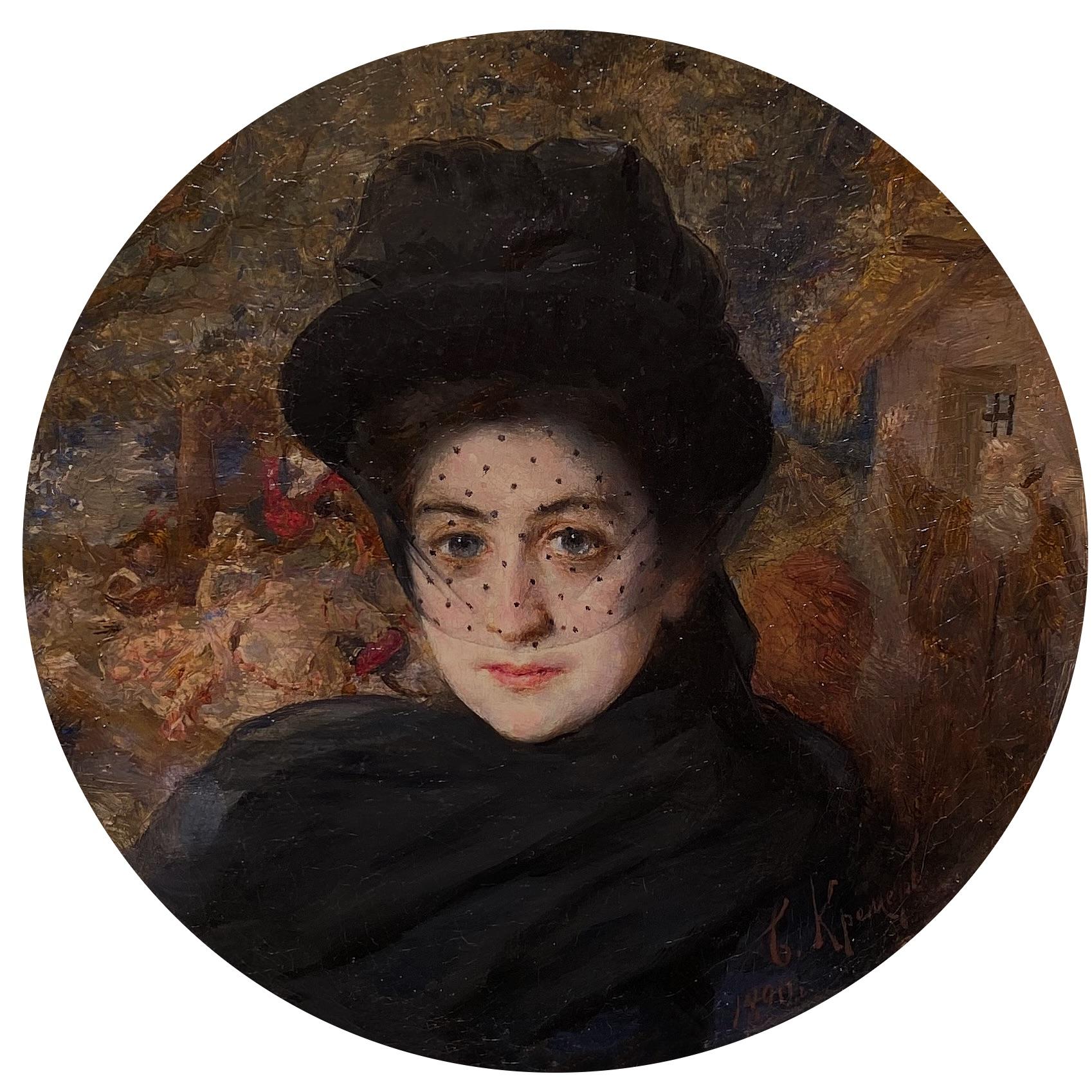 Bentsel Danilovich Kremer Portrait Painting - Portrait of a Lady in Veil