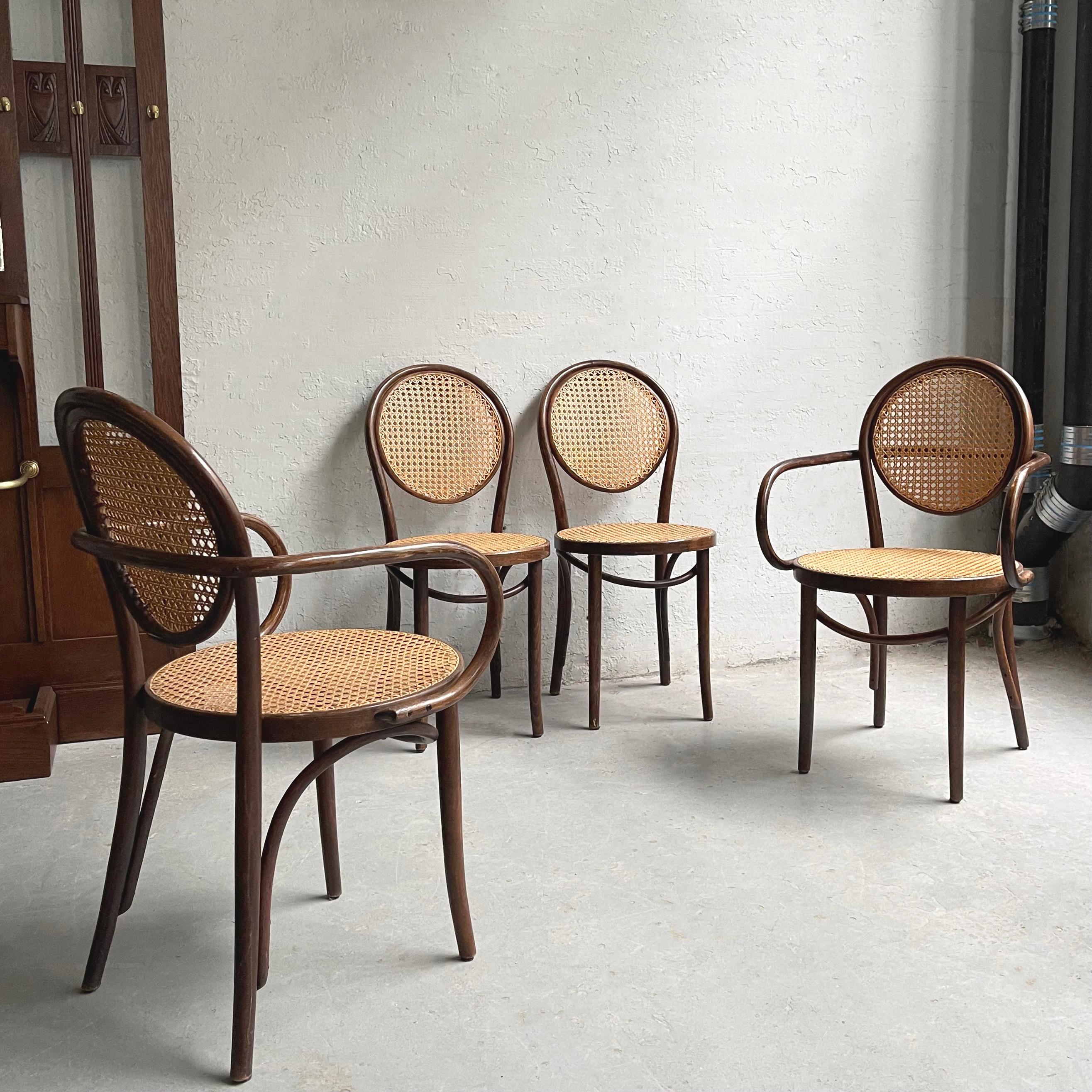 American Bentwood and Cane Bistro Dining Chairs Attributed to Thonet