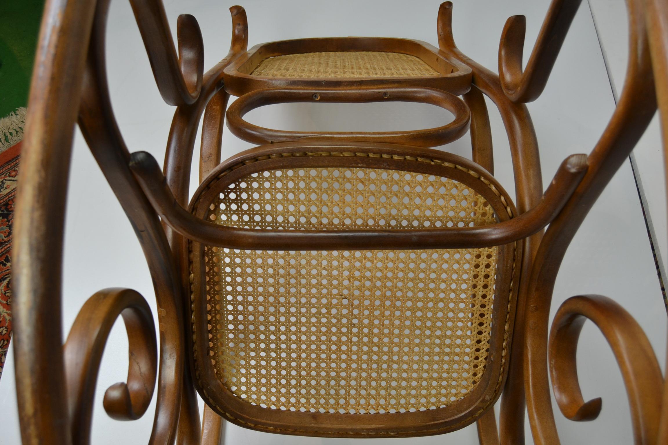Bentwood and Cane Rocking Chair, Thonet Style 2