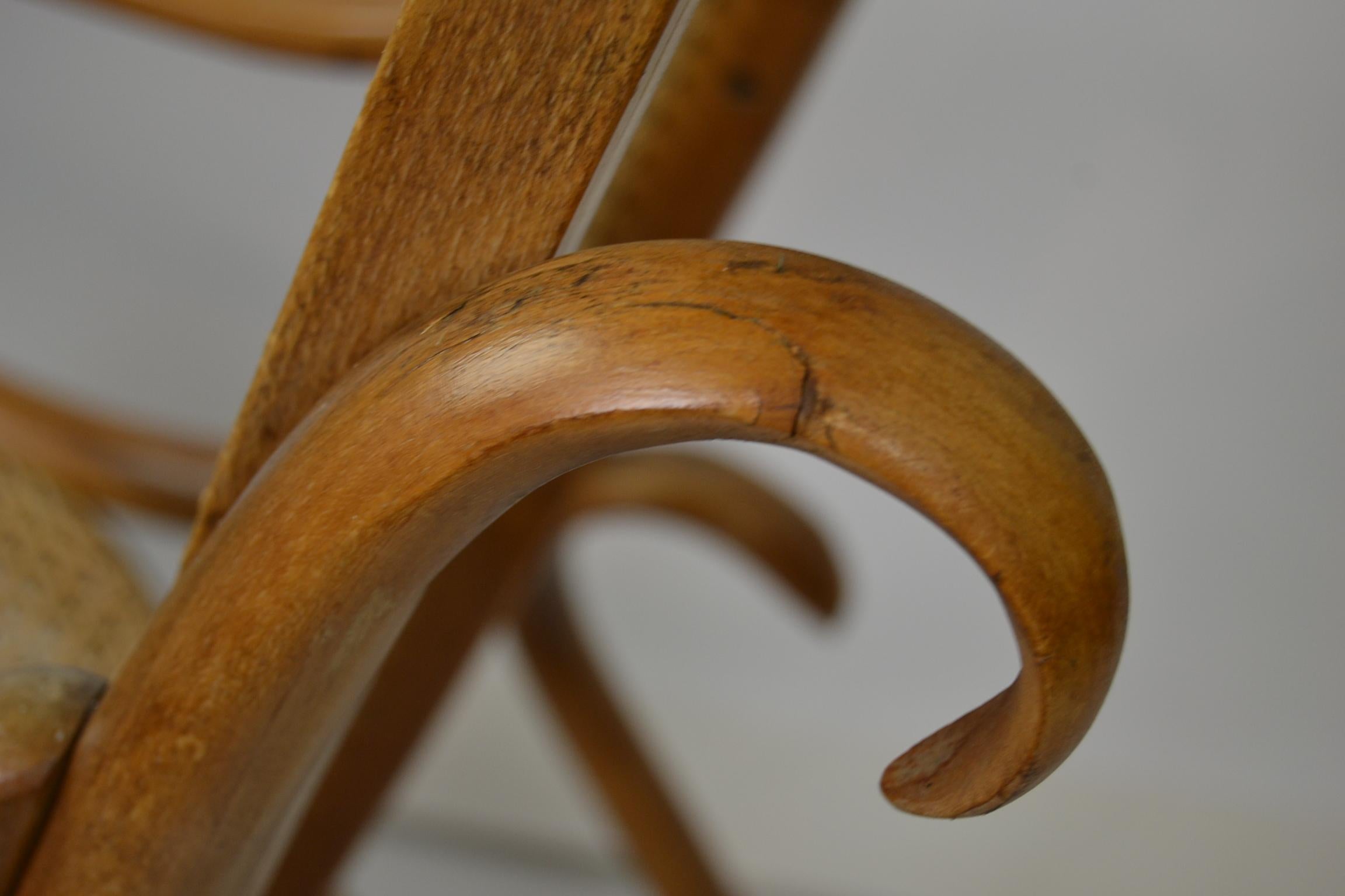 Bentwood and Cane Rocking Chair, Thonet Style 7