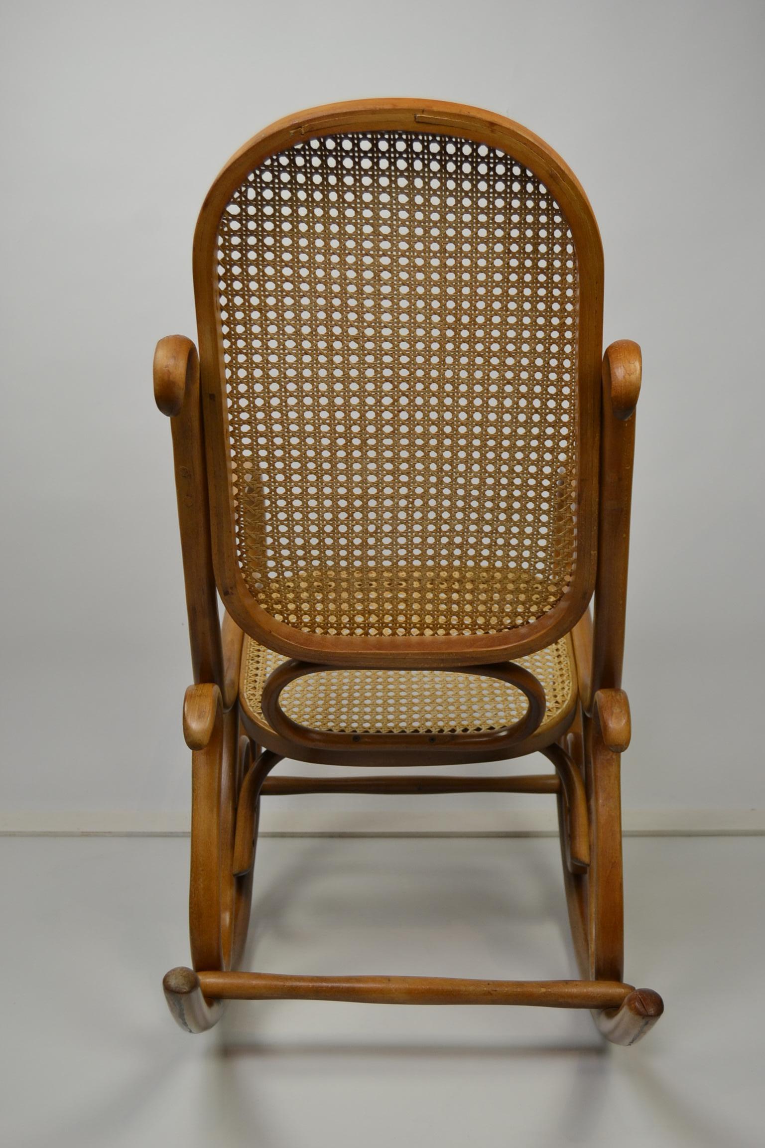 Bentwood and Cane Rocking Chair, Thonet Style 1