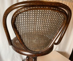 Bentwood and Cane Swivel Desk or Piano Chair