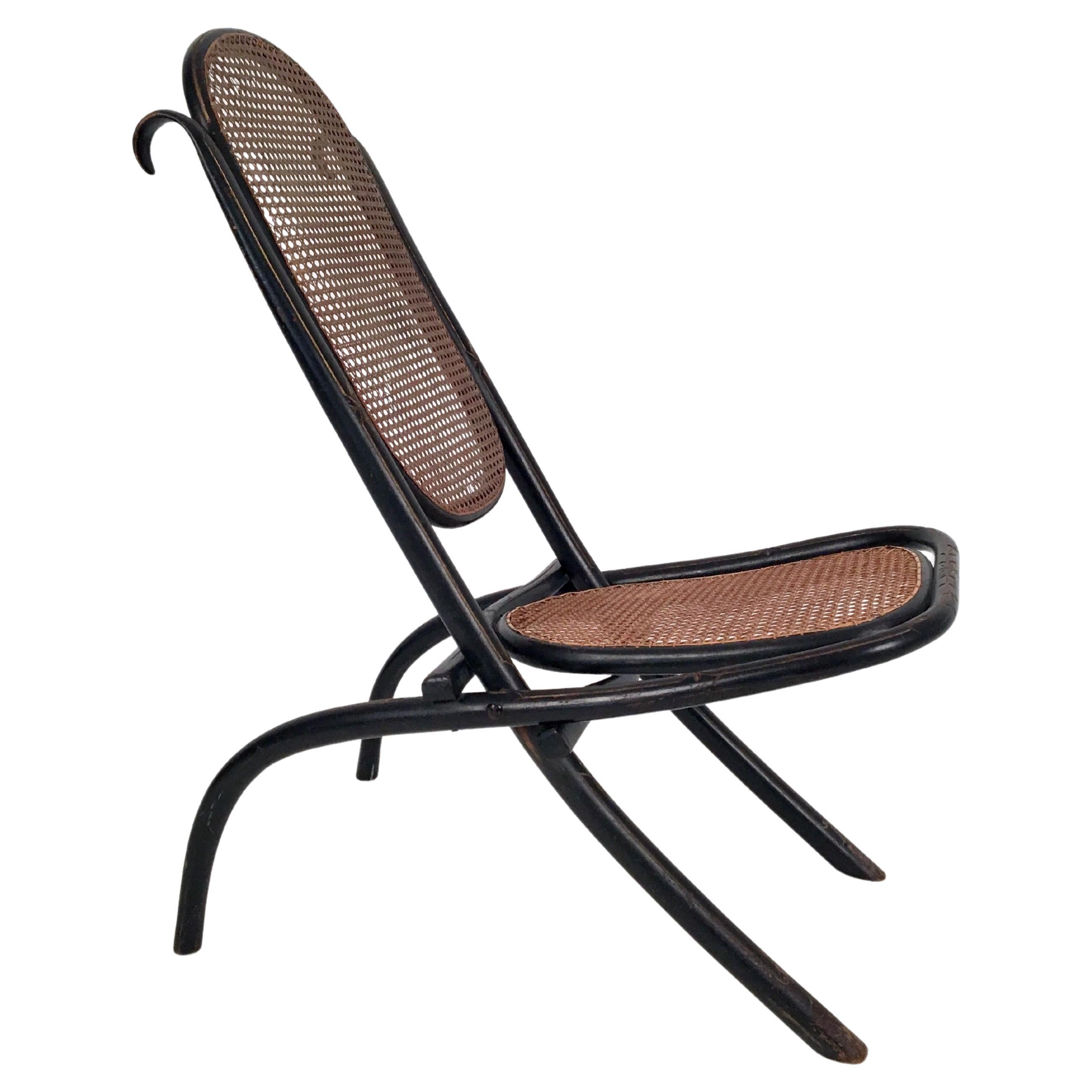 Bentwood and Cane Thonet "Caminsessel" / Fire Place Chair No. 1, c. 1860 For Sale
