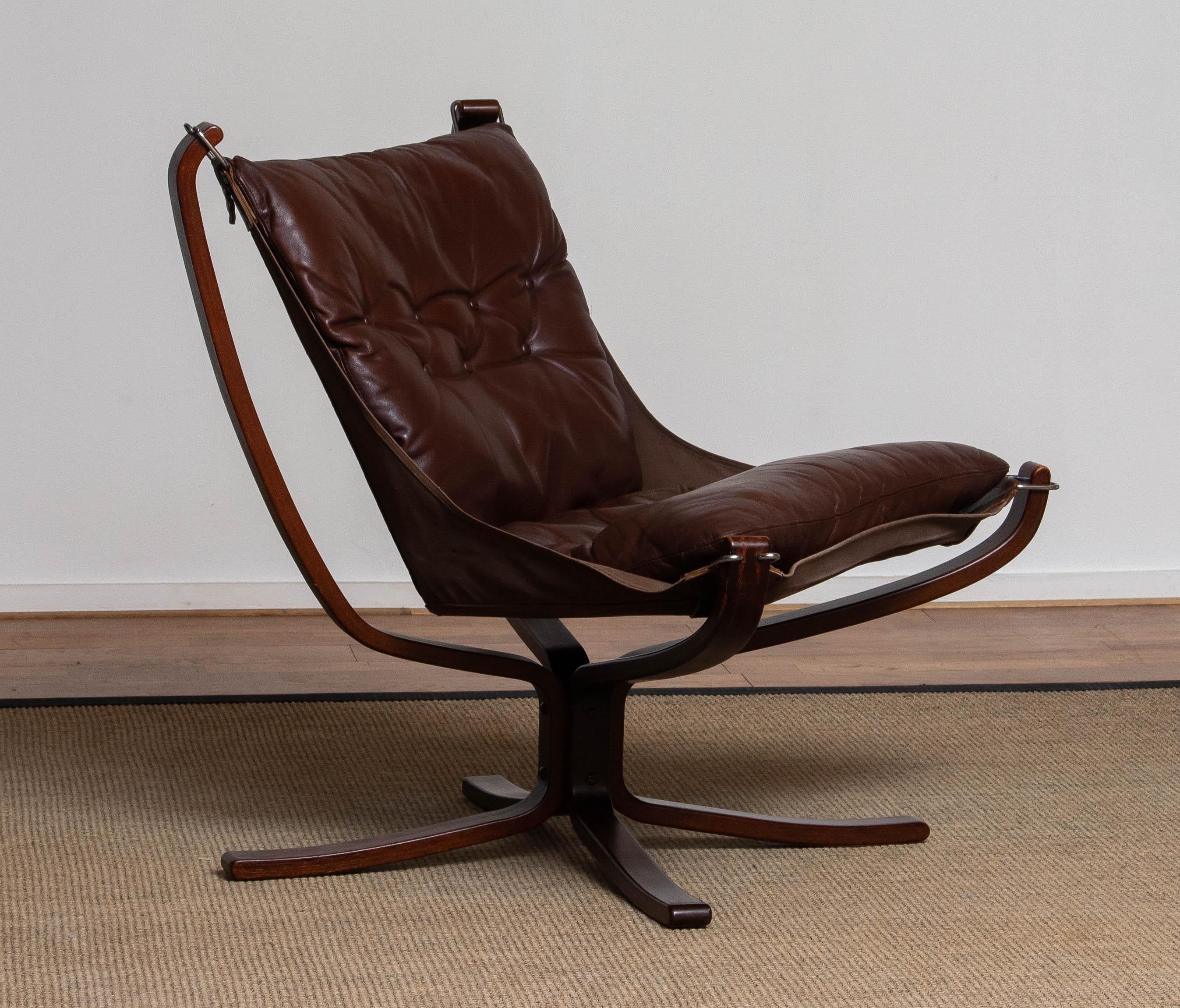 Bentwood and Dark Brown Leather Falcon Chair by Sigurd Ressell for Vatne Mobler 4